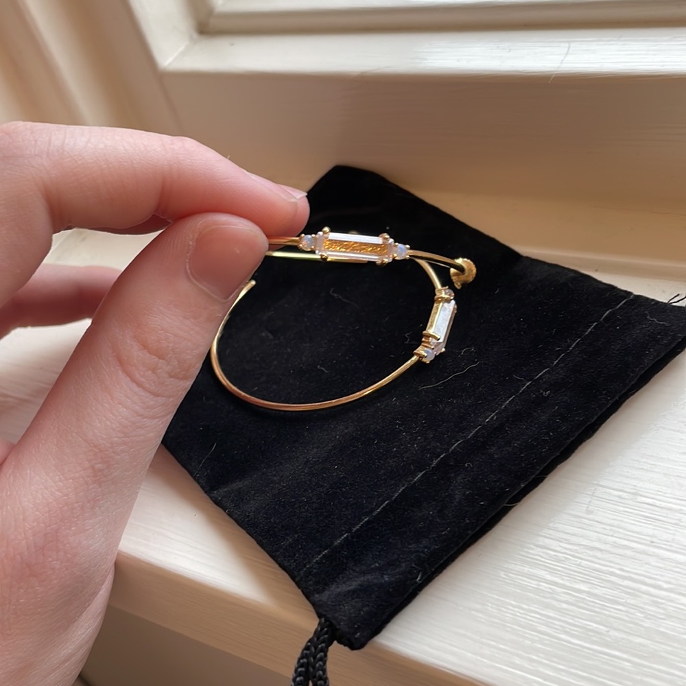 New Moonstone and Crystal Gold Hoops